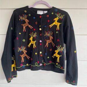 Vintage Michael Simon Christmas Reindeer Cardigan M